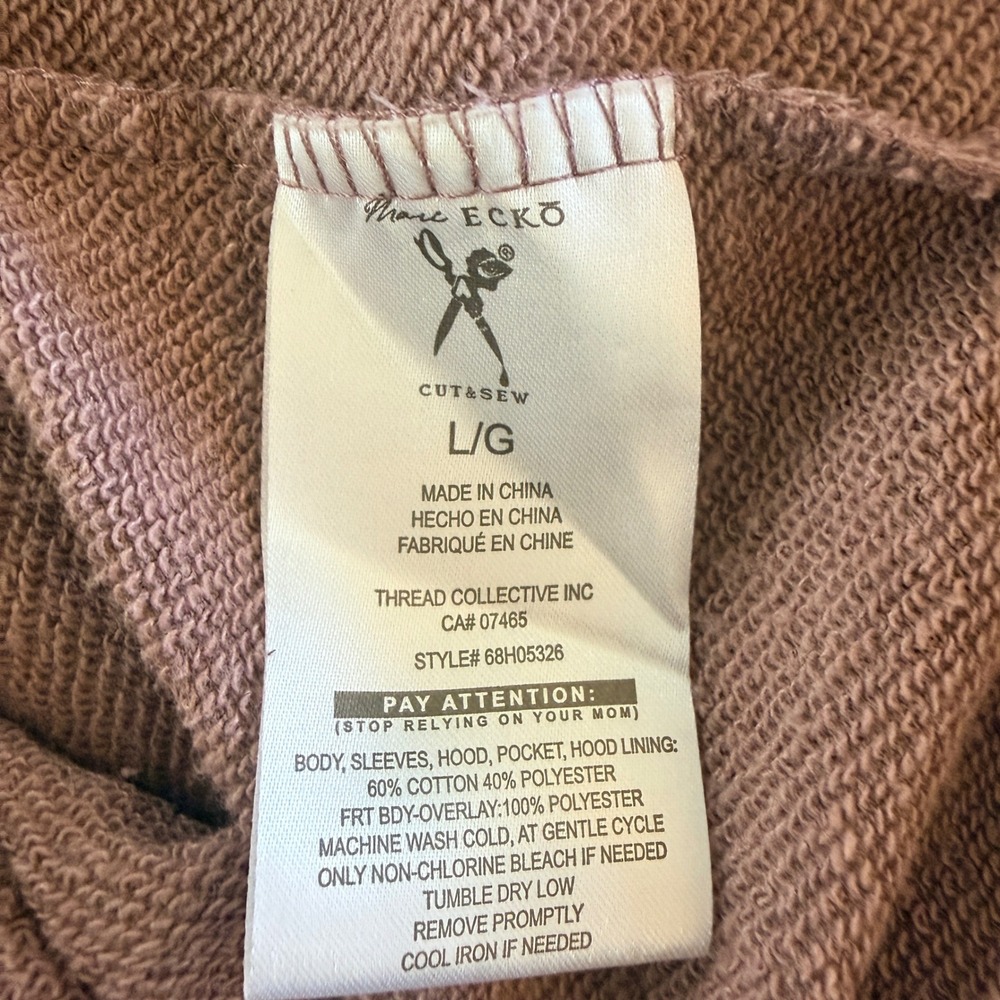 Marc Ecko Cut & Sew Short Sleeve Utility Hoodie Pullover Size L Dusty Rose/Mauve - Picture 9 of 12